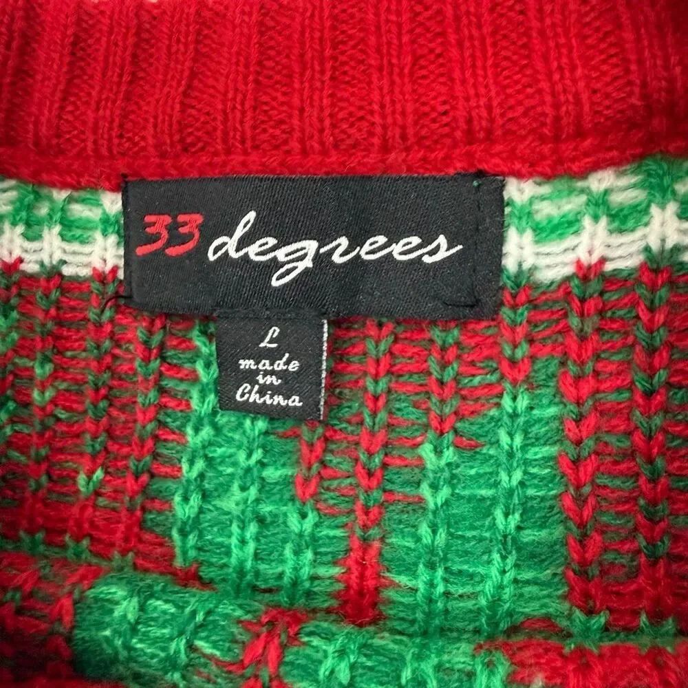33 Degrees Ugly Christmas Sweater Sloth Wine Glass - US Unisex Size L - Picture 12 of 12